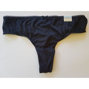 Cacique Black Silky Lace Thong Size 14/16